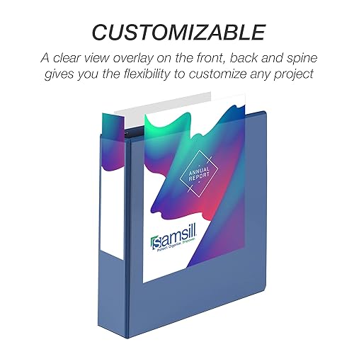 Vista 580 de Samsill Carpeta duradera de 1.5 pulgadas, fabricada en los Estados Unidos, carpeta de anillos en D, carpeta transparente personalizable, color Negro