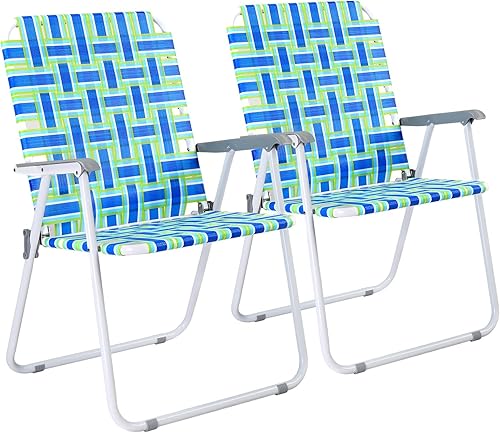 VINGLI Juego de 2 sillas plegables de malla de gran tamaño para patio y césped, sillas de playa al aire libre, sillas de comedor portátiles para