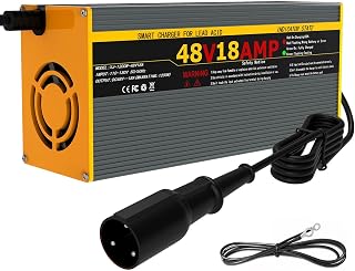 48 Volt 18 Amp Golf Cart Battery Charger for Club Car,with Trickle Charge,3-6H Full Charge for Lead Acid Batteries,Round 3-Pin Style Plug Charger for Club Car DS&Precedent