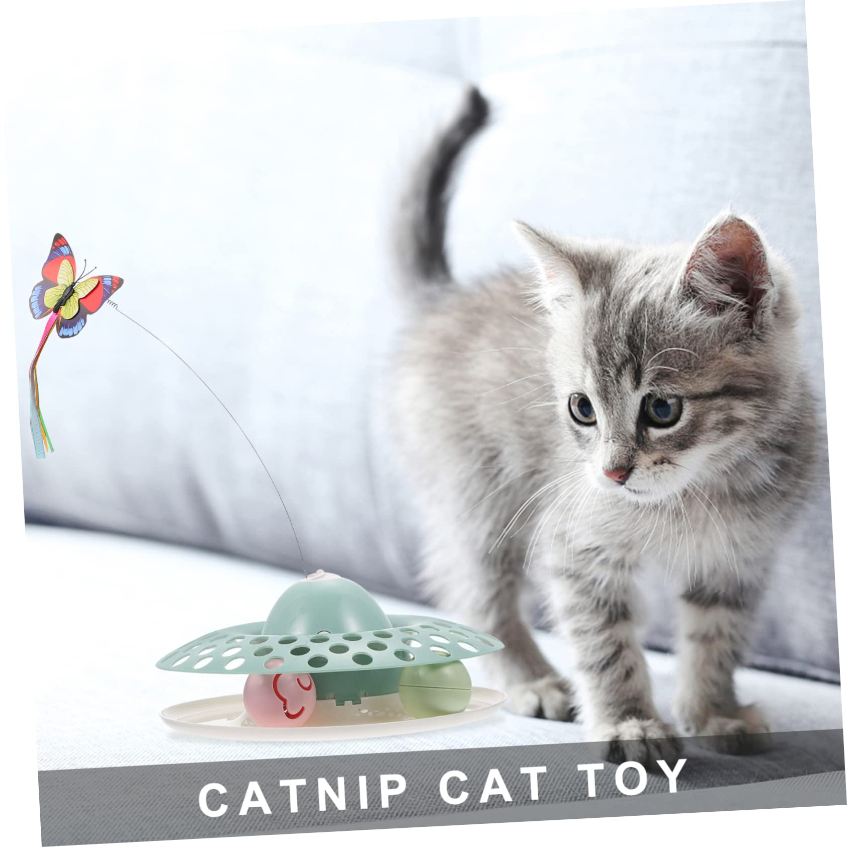 BESPORTBLE 1satz Elektrisches Interaktives Katzenspielzeug Mit Katzenminze Automatischer Spielzeug-katzenteller Für Katzen Stimulierung Von Jagdtrieb Und Spielspaß Für Drinnen Und Draußen