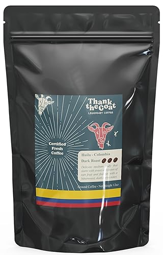 Thank the Goat Made to Order Café molido recién tostado, tostado oscuro de Huila, Colombia, 12 oz.