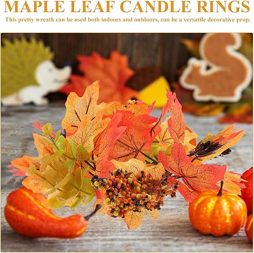 Miniatura 8 de Corona de velas de Acción de Gracias, anillos de vela de otoño, anillo de vela de hoja de arce, cosecha de otoño, día de Acción de Gracias, corona,