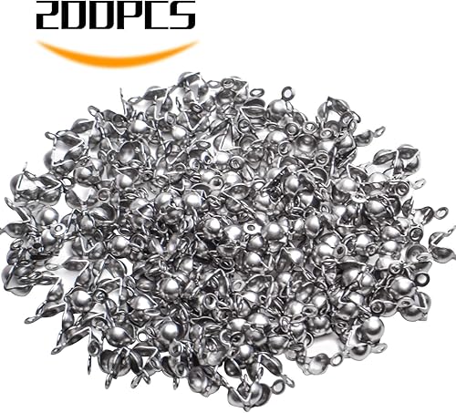 Miniatura 2 de BronaGrand Calotte Ends, 200 piezas de acero inoxidable abiertas cubiertas de nudo de concha plegables para collares, pulseras y joyas