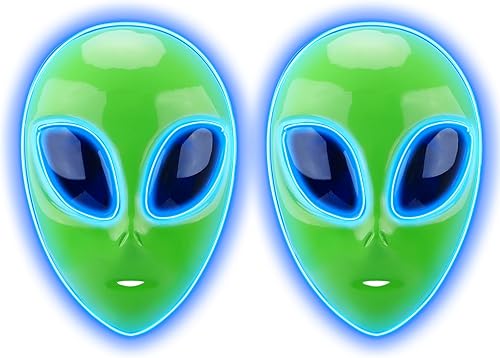 Pterosauria Máscara de alienígena, accesorios de disfraz de alienígena LED de Halloween, cosplay, regalo para niños y niñas