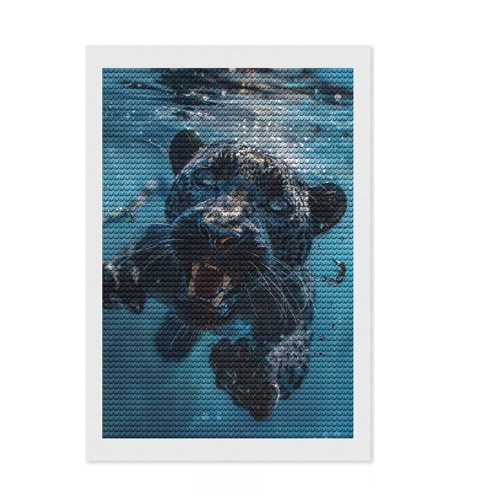 Junmoney Panther Sea 5D Diamond Painting Kit 8"x12", for Women, Farmhouse Decor, Boho Decor, Thoughtful Present, Relaxing DIY