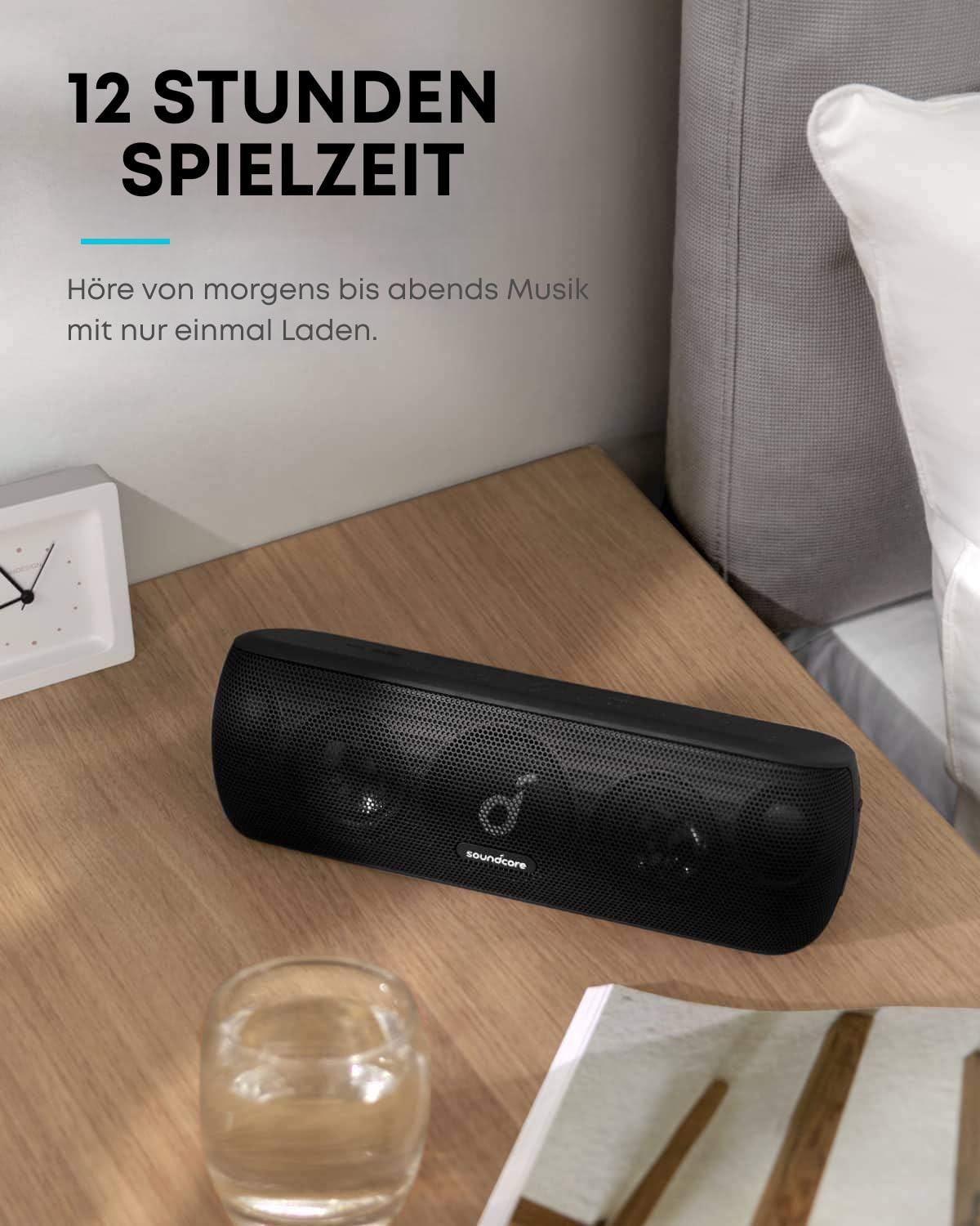 soundcore Motion+ Bluetooth HiFi Lautsprecher mit Hi-Res 30W Audio, Intensiver Bass, Kabelloser, mit App, USB C Konnektivität, Flexibler EQ, 12h Akkulaufzeit, IPX7 Wasserschutz (Schwarz)