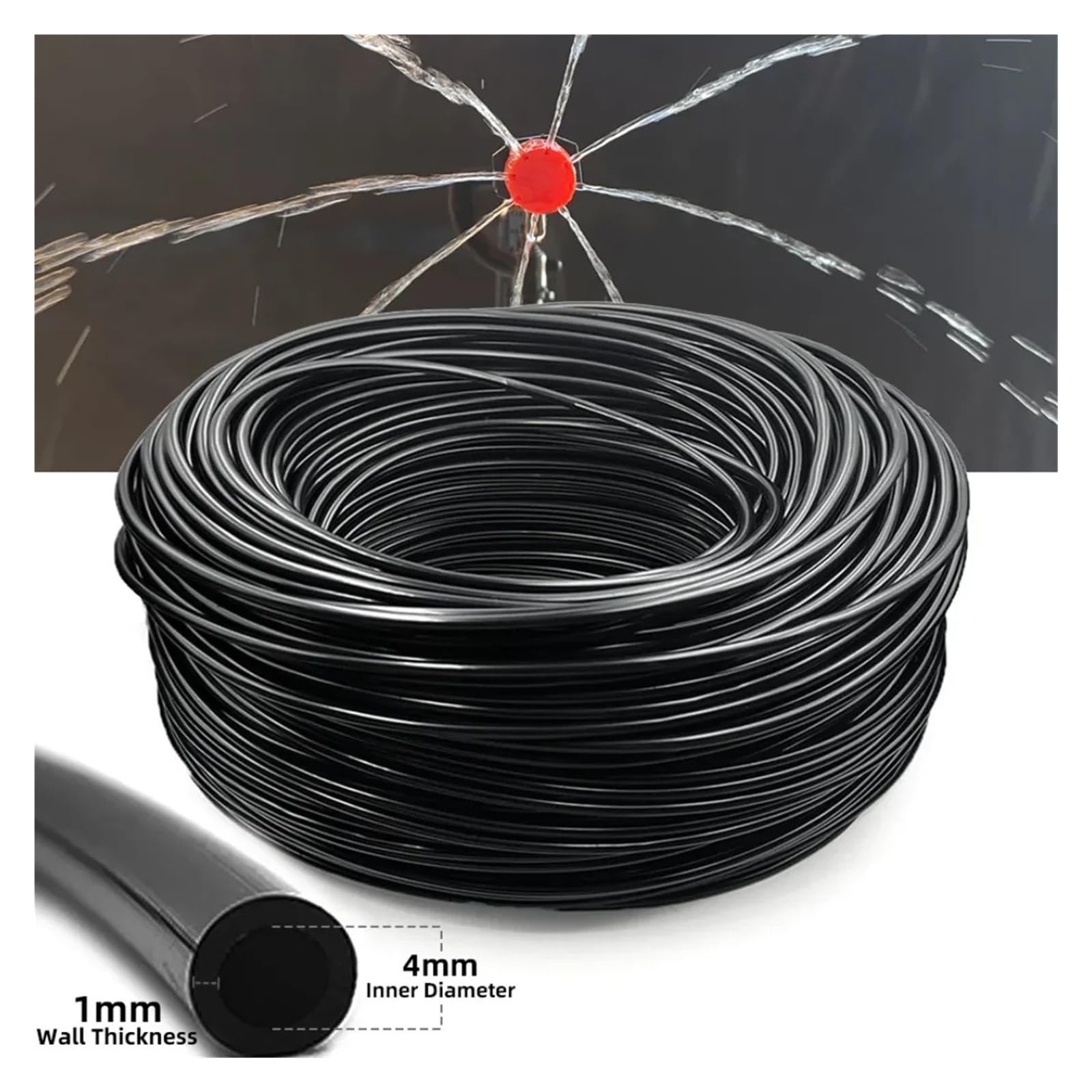 Sistema di raffreddamento a nebulizzazione 5-30M Tubo da giardino con ugello in ottone da 1/4". | Ugelli nebulizzatori in ottone per il raffreddamento di terrazze e serre. (KIT001-30M)