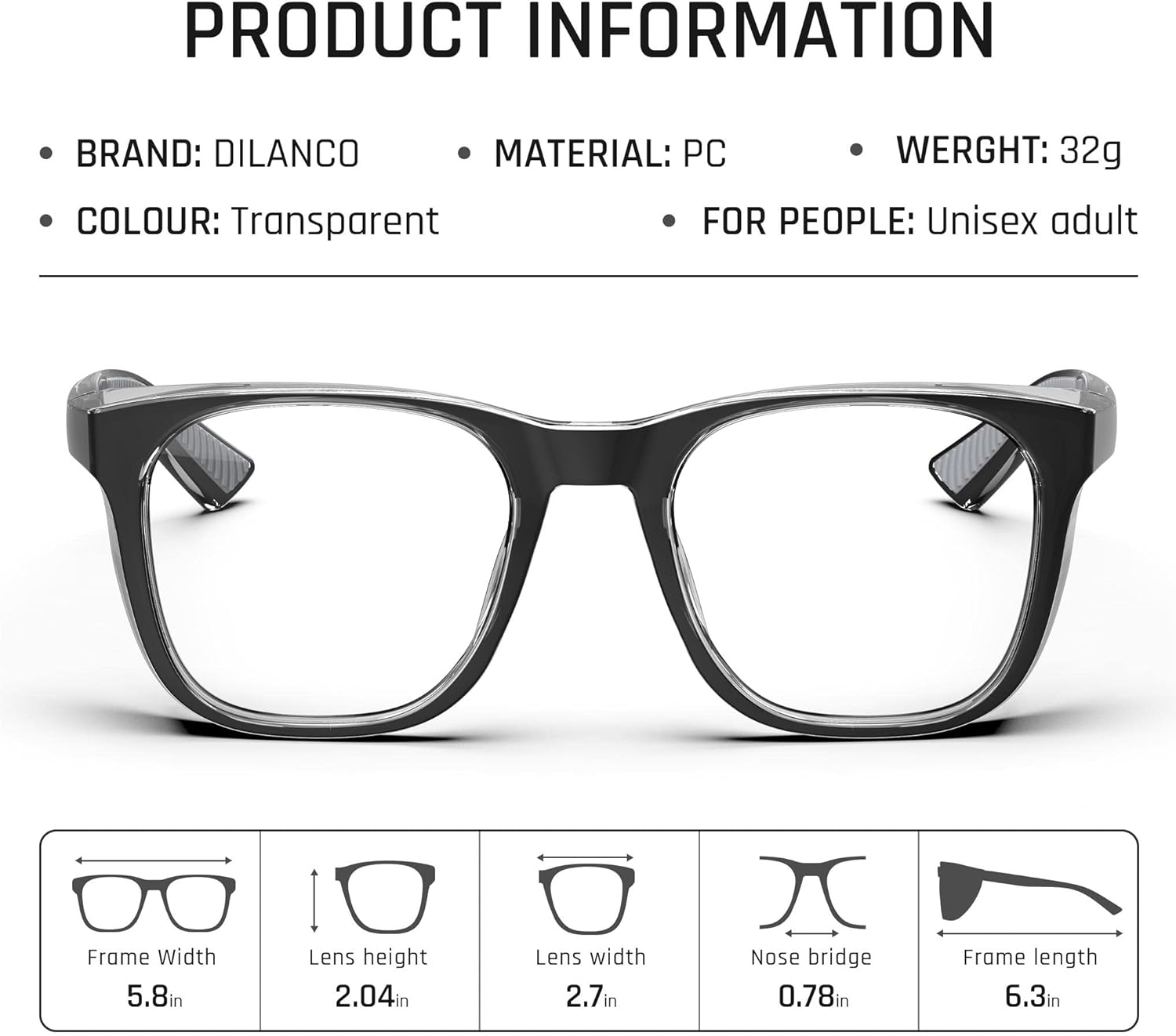 DILANCO Clear Safety Glasses Goggles With Side Shields for Women Men,Fog & Scratch-Resistant Complete UV Protection Eyewear - Image 2