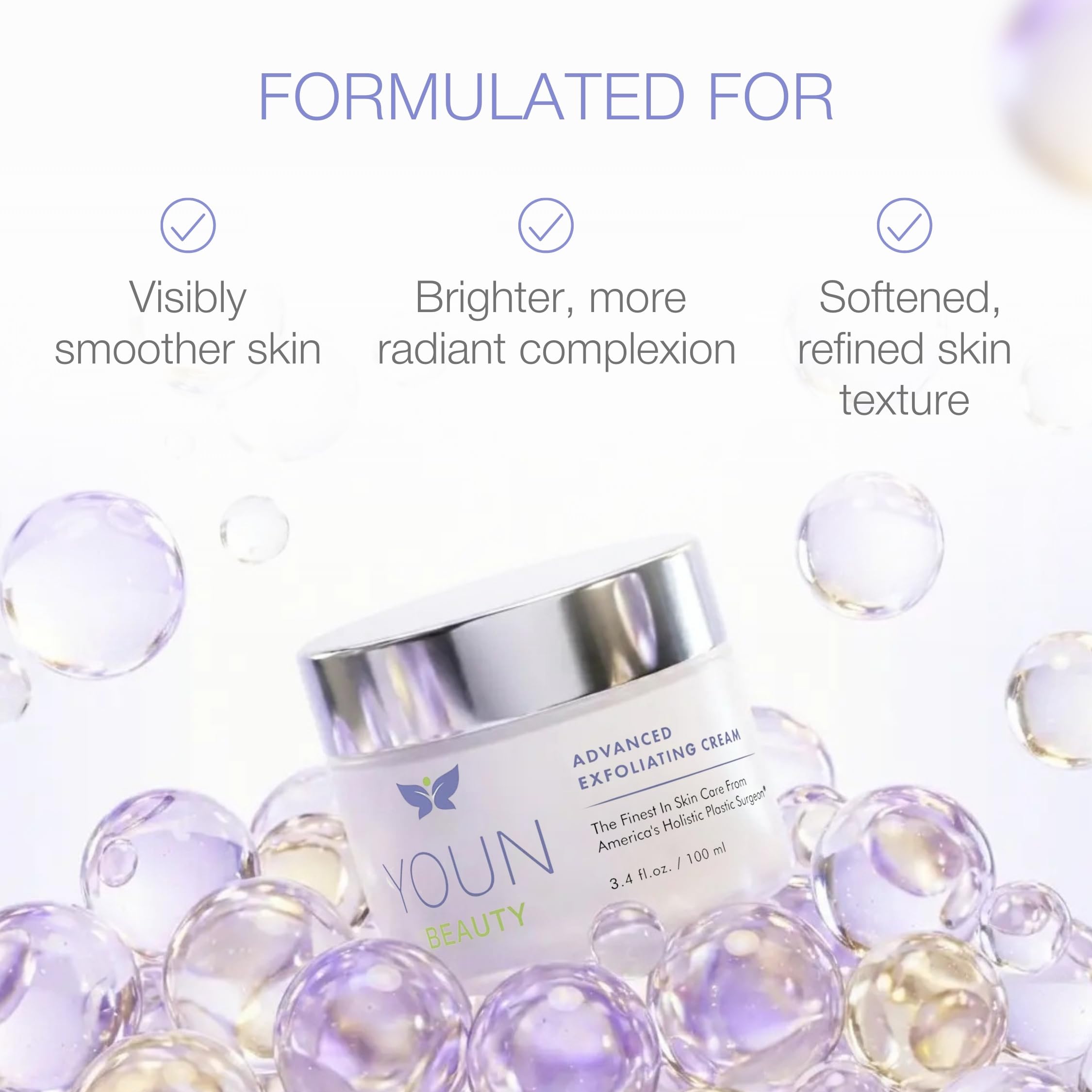 YOUN Beauty Wash-Off Exfoliating Face Wash with Shea Butter and Vitamin E