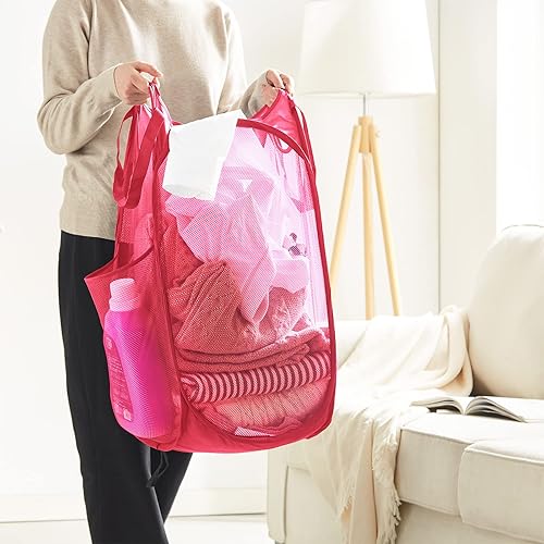 Miniatura 38 de Cesta de malla desplegable para ropa sucia con asas duraderas - Cesta plegable portátil para dormitorio, baño y viajes (azul, paquete de 3 unidades)