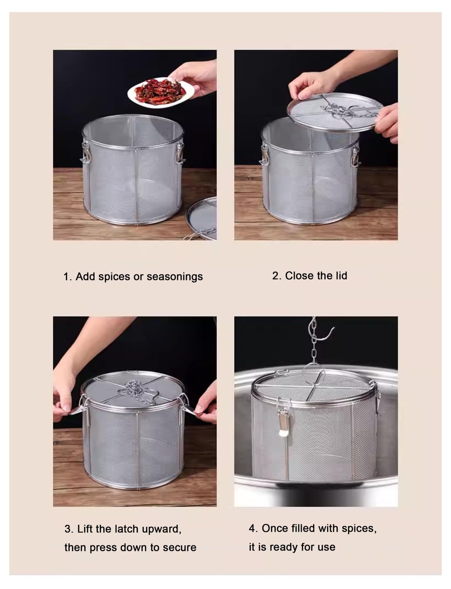 Tee-Ei aus Edelstahl, 9,8 cm, Tee-Ei zum Kochen und Brauen, integriertes Haken-Design für einfaches Herausnehmen, perfekt für losen Tee und Gewürze