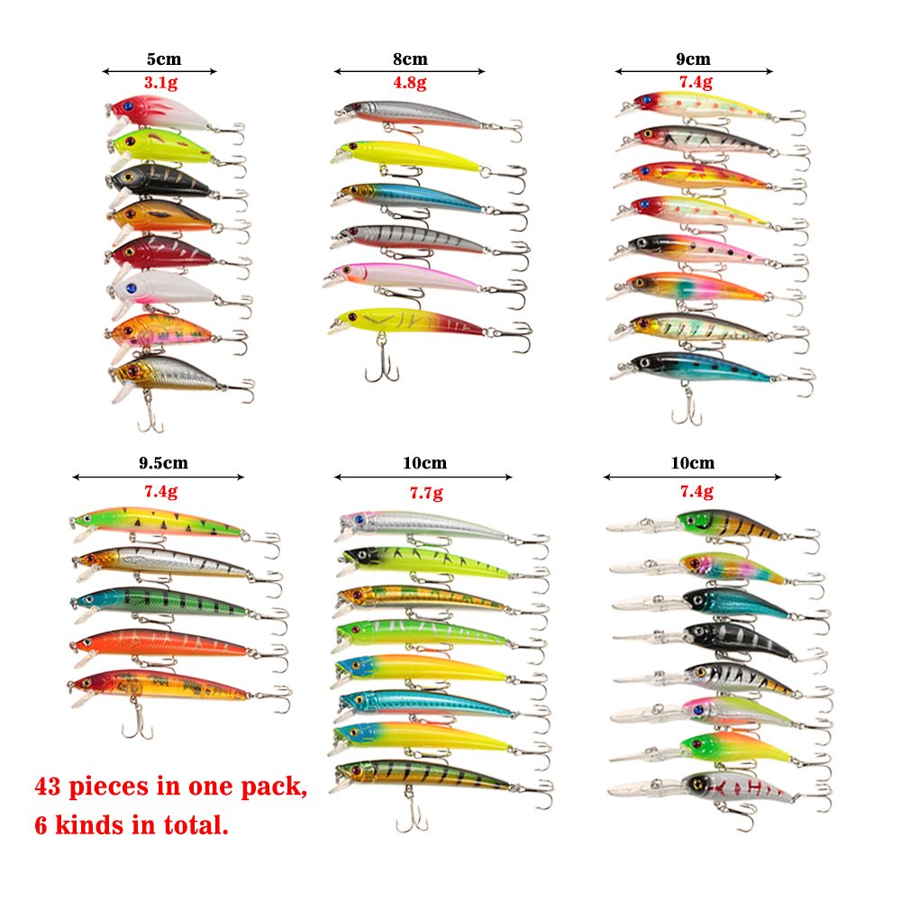 Lixada 43pcs Leurres de Pêche kit Artificielle Appâts Kit Pêche Accessoires