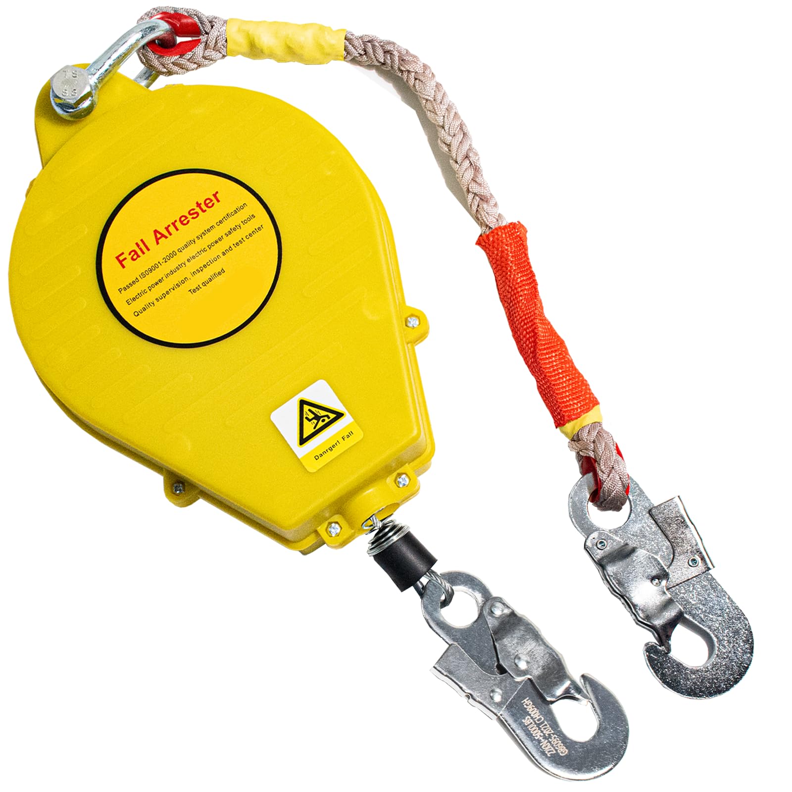 Dispositivo Anticaida Retractil, 150kg Arnes Linea de Vida Retráctil Homologado, 3-20m Arnes Seguridad Anticaidas Retractil Trabajo Tejados/ Altura con Gancho Autoblocante(Amarillo,20 Metros)
