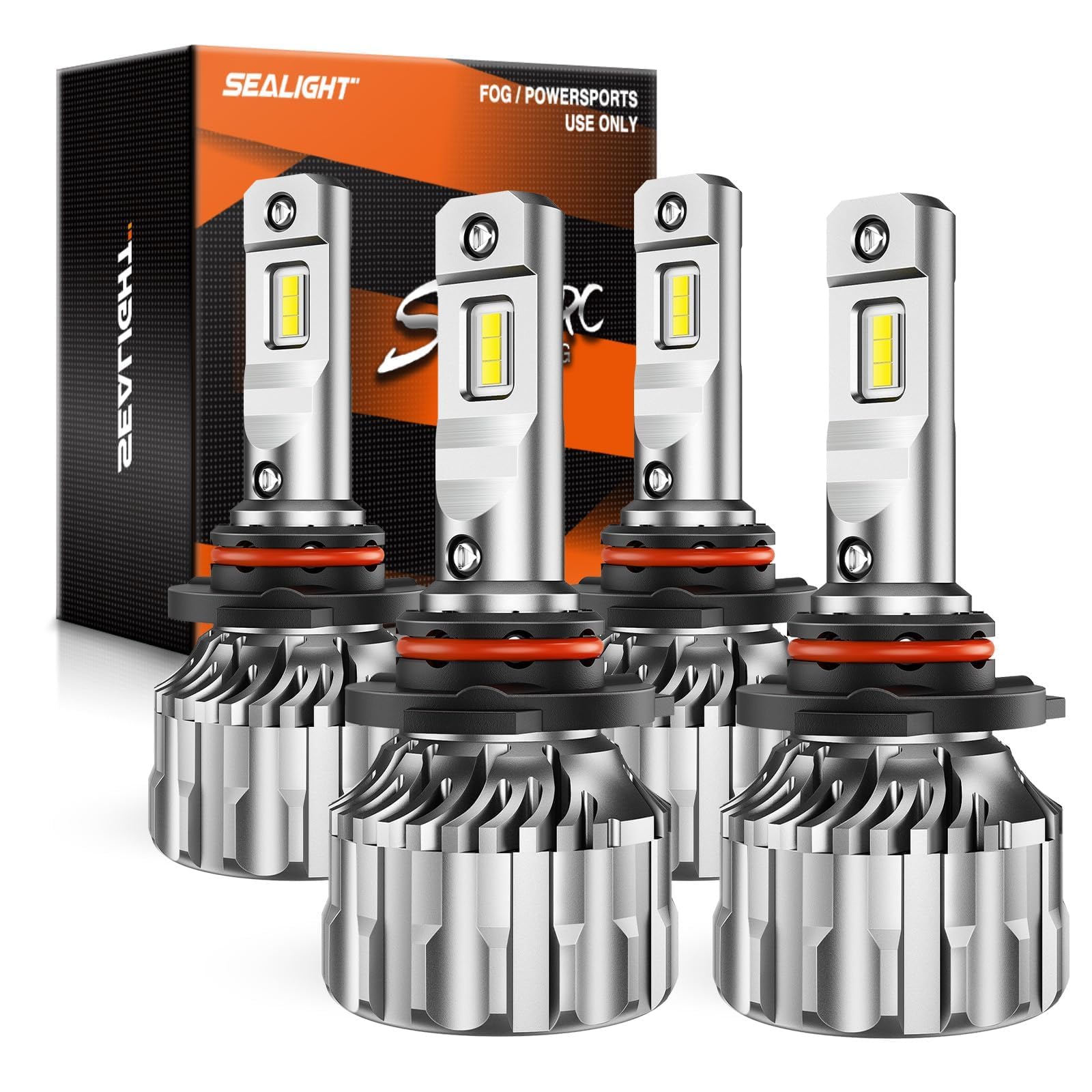 SEALIGHT S6 9005/HB3 9006/HB4 LED Bulbs, 140000LM Bulbs With 15000RPM Cooling Fan, 6500K Cool White HB3 HB4 Bulbs, 70000Hrs Lifespan Canbus Ready, Pack of 4