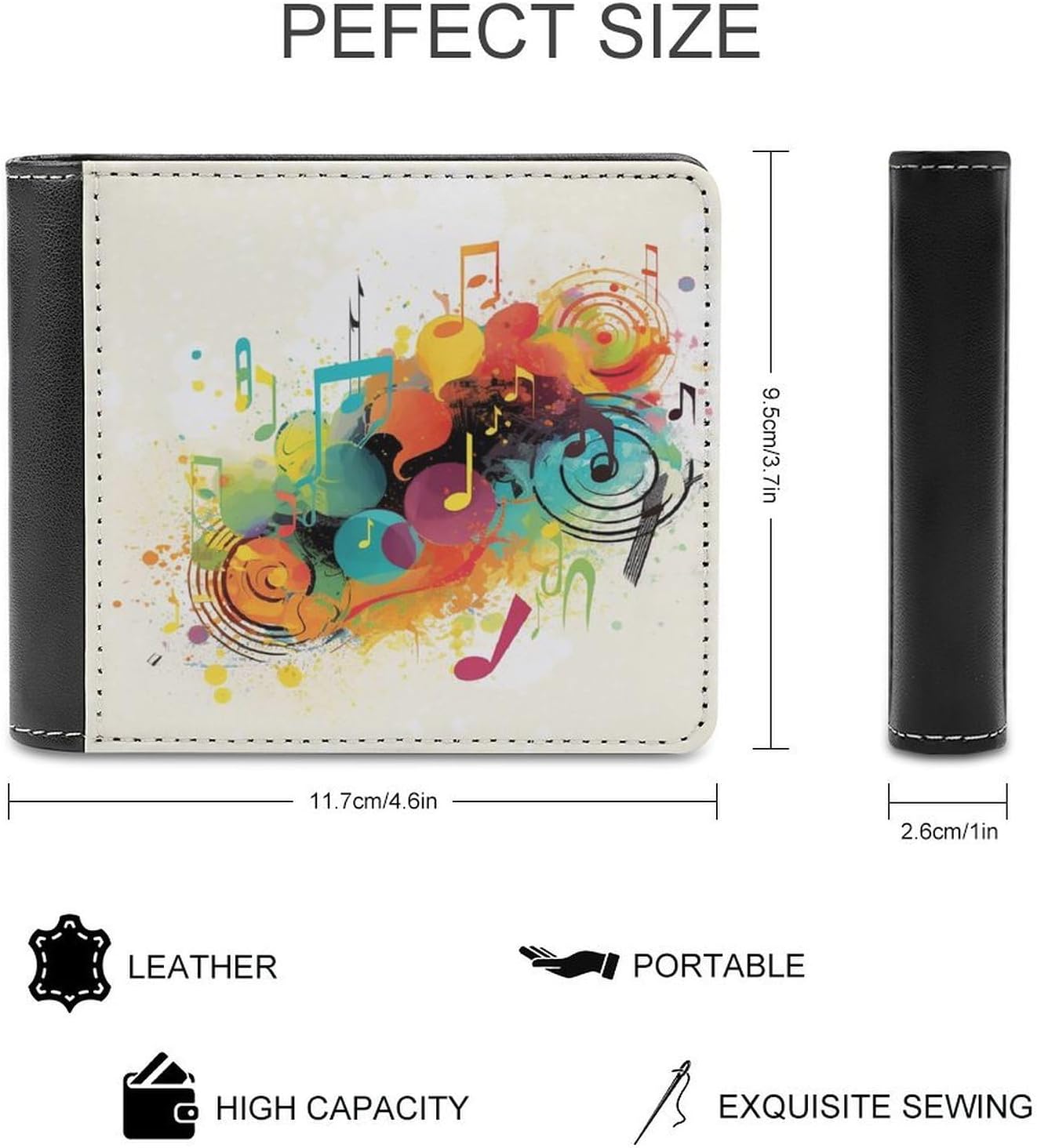 Abstract Music Themed Credit Card Holder Bifold Wallet Purse image 2