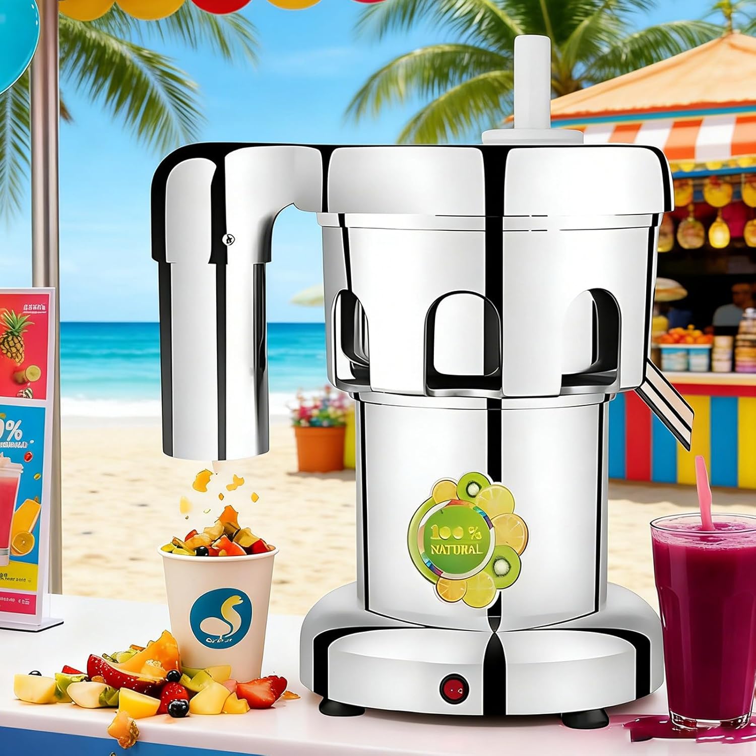 Commercial Juice Extractor 2800r/min Electric Fruit and Vegetables Juice Maker Stainless Steel Constructed Centrifugal Juice Extractor Juice Press Machine for Family, Restaurant B2600