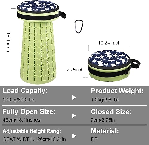 Miniatura 2 de ALEVMOOM Taburete plegable XXL mejorado 2025 con cojín de 19.7 pulgadas, peso máximo de 1000 libras, asiento desplegable más ancho y alto, silla