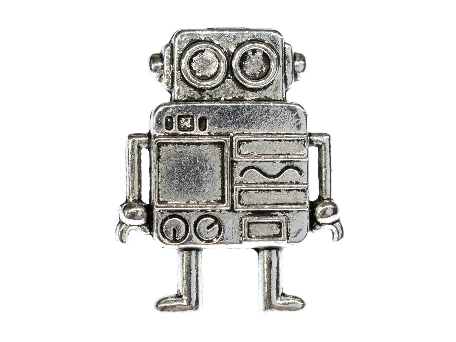 Bague robot steampunk Miniblings en métal argenté réglable - 7