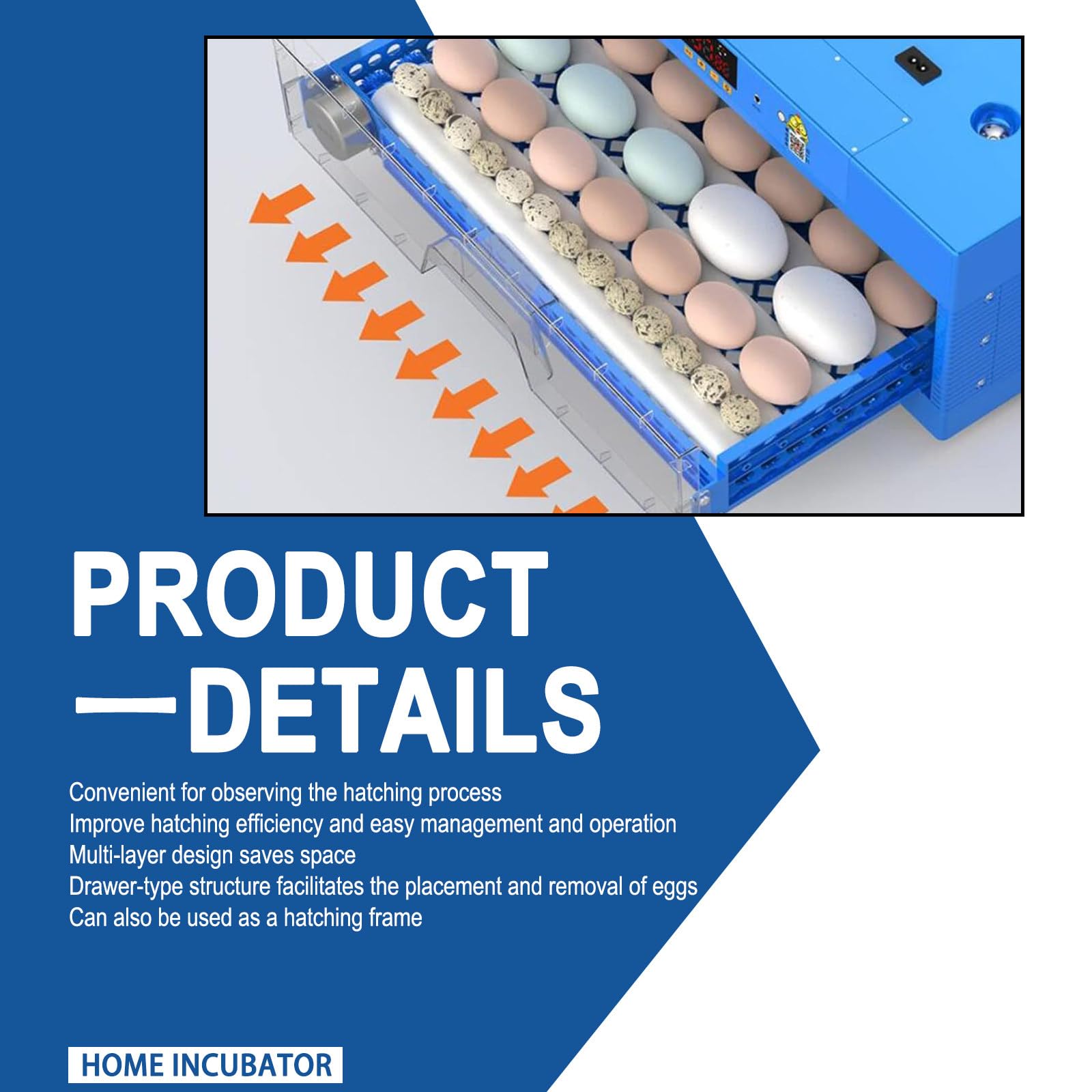 Incubadora Automática de Huevos Gallina con Control de Temperatura Precisa y Giro Automático - Ideal para Pollos, Patos y Codornices con Humidificación Automática,128Egg