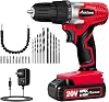 Taladro inalámbrico AVID POWER 20V para proyectos de bricolaje y principiantes - Taladro eléctrico ligero con batería, cargador y 22 puntas, velocidad variable, mandril sin llave de 3/8", ideal para ensamblar muebles (Rojo) 1