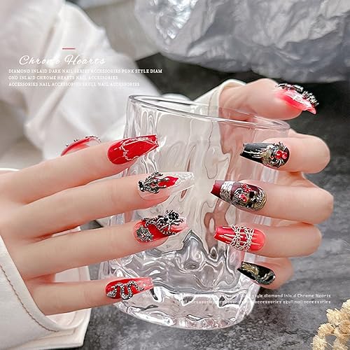 Miniatura 5 de Dijes de uñas de metal 3D para decoración de uñas de Halloween, arte de uñas de araña, mano de araña, esqueleto de aleación brillante, dijes de arte