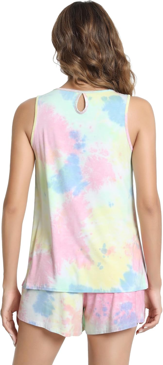 NACHILA Pajamas for Women-Viscose from Bamboo, Ribbed Racerback Tank Top Sexy Split Shorts Pajama Sets Cooling Sleep Cami Pjs - Image 2