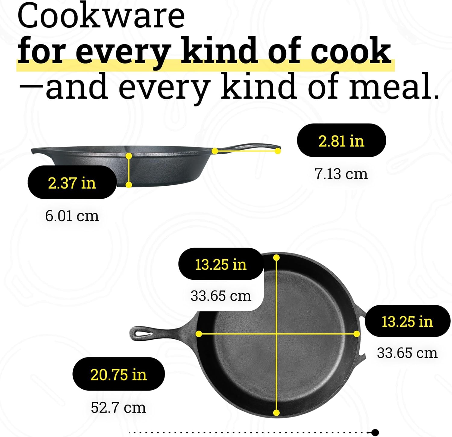Lodge Seasoned Cast Iron Skillet - PFAS-Free, Non-Toxic Cookware - Use with an Oven, Stove, Grill, or Campfire - Naturally Non-Stick & Oven Safe - 13.25 Inches