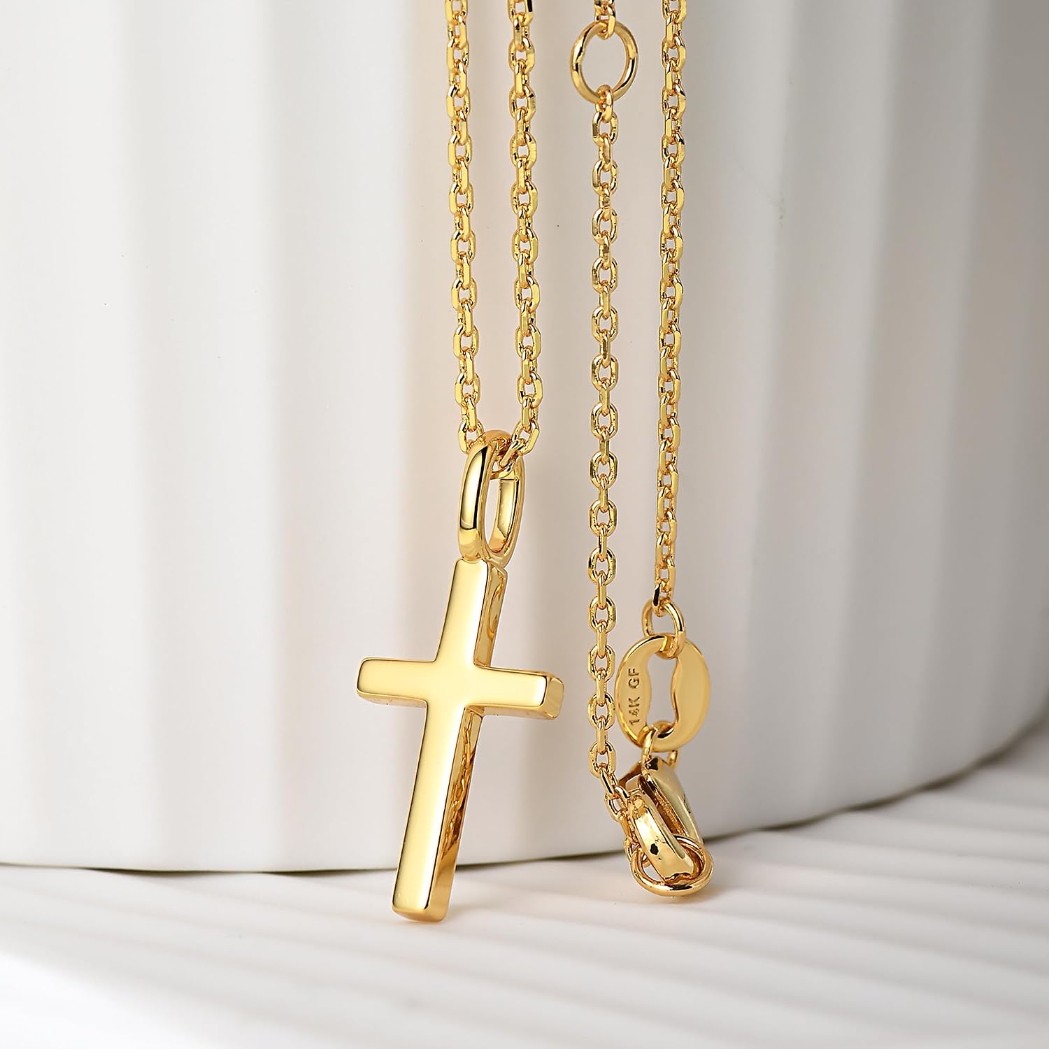 14K Gold Cross Necklace for Women & Men Fashion Cubic Zirconia Necklaces Dainty Gold Cross Pendant Necklace for Women Christianity Belief Jewelry Gifts Fade Resistant Lifetime Quality