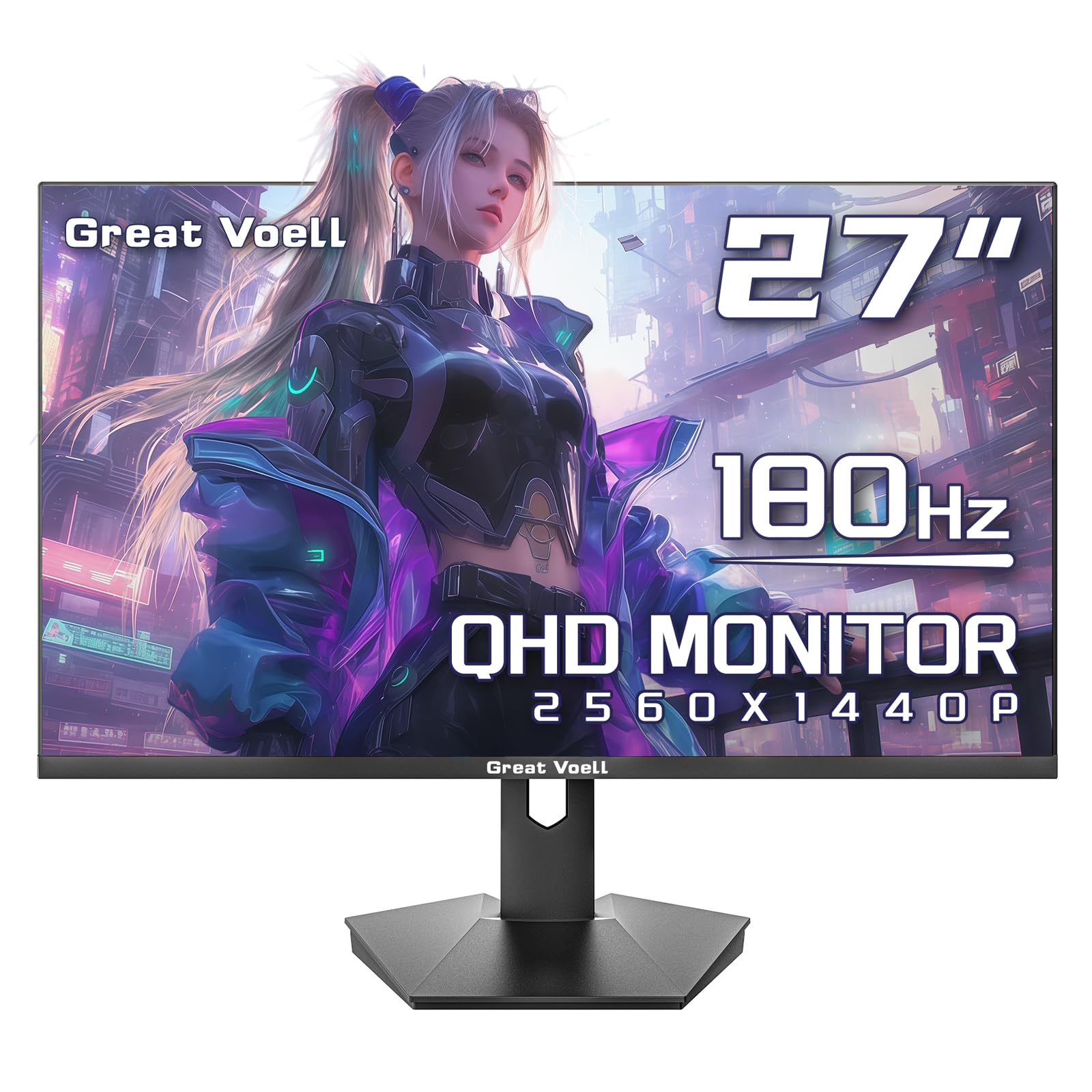 27 Inch QHD 2560x1440 VA Computer Monitor, 180Hz, 2k Gaming Monitor, FreeSync, HDR10,HDMI,DP, VESA (75 x 75mm)