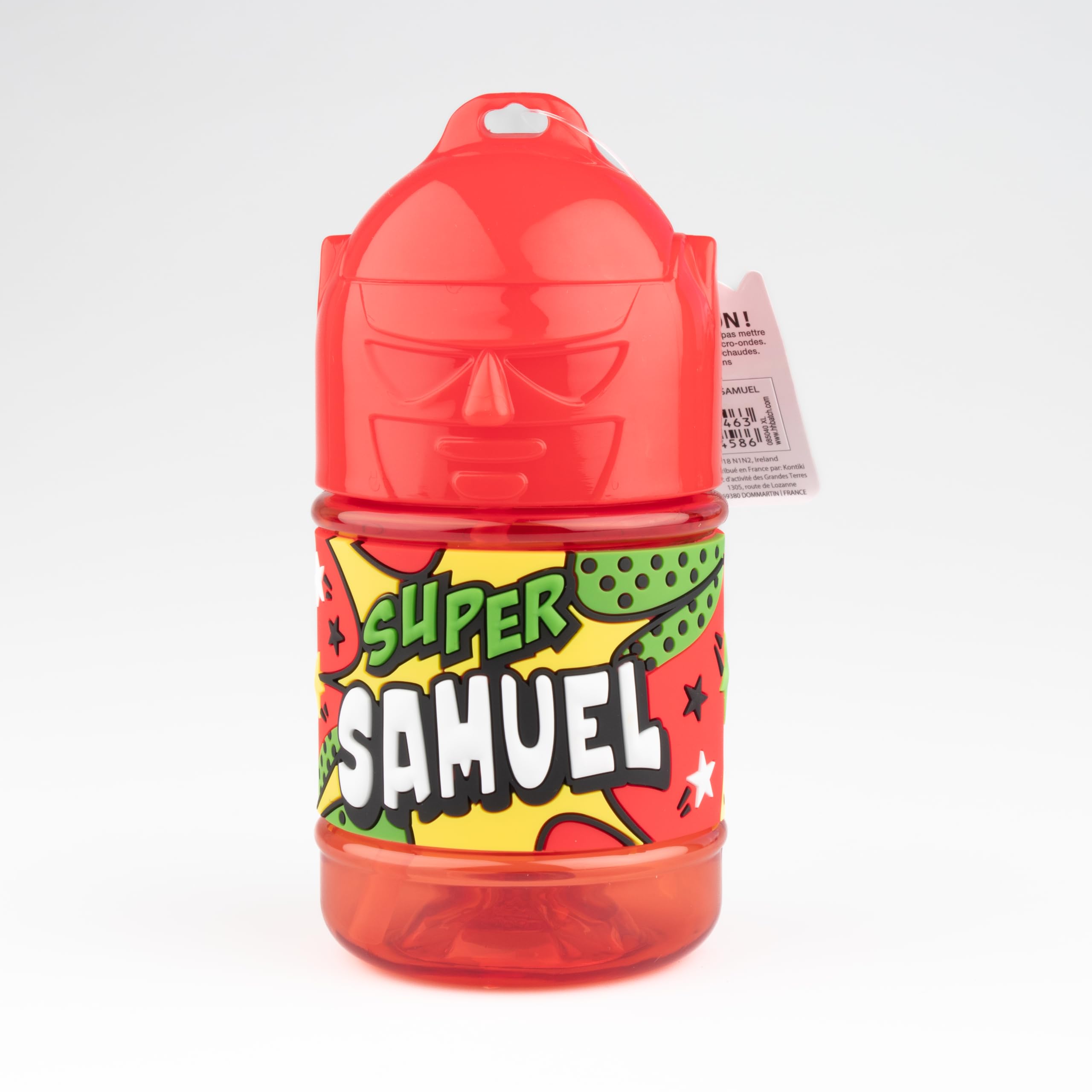 Super Samuel Personalised Kids Water Bottle with Straw