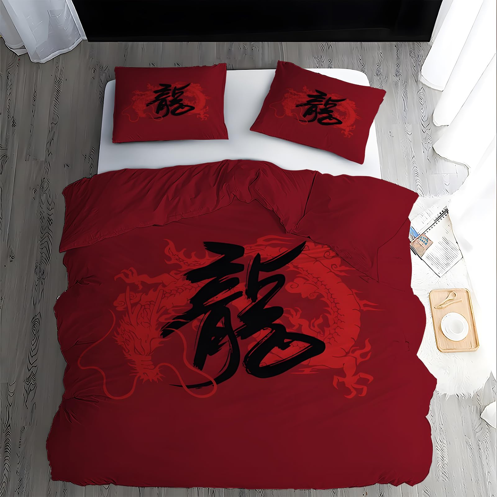 ZAHOCAI Copripiumino Singolo 150x200 Fiori Rosso Chiaro microfibra Set di biancheria da letto copripiumino + 2 Federe 50x80 cm con cerniera