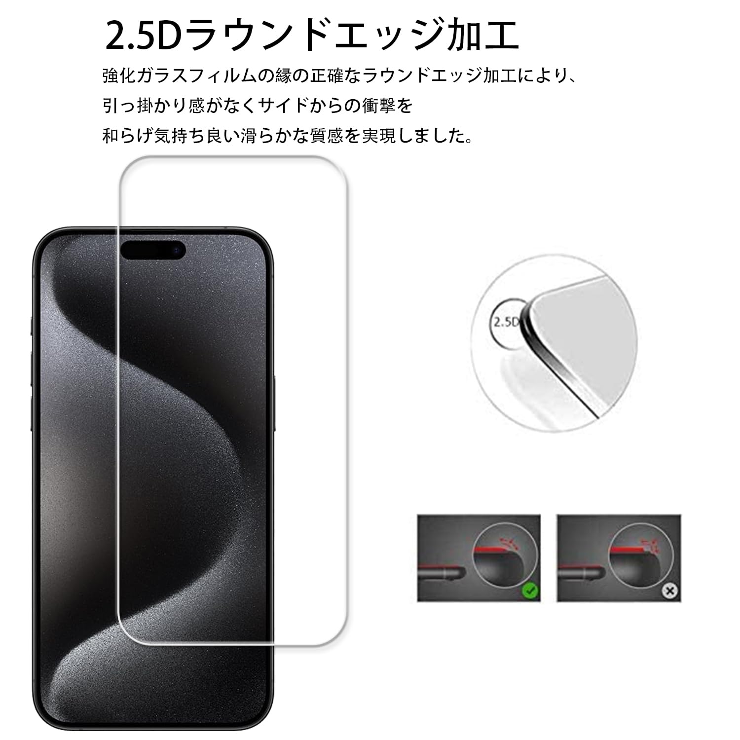 Amazon | KPNS いphone15pro max ガラスフィルム【2+2枚セット】ガイド 
