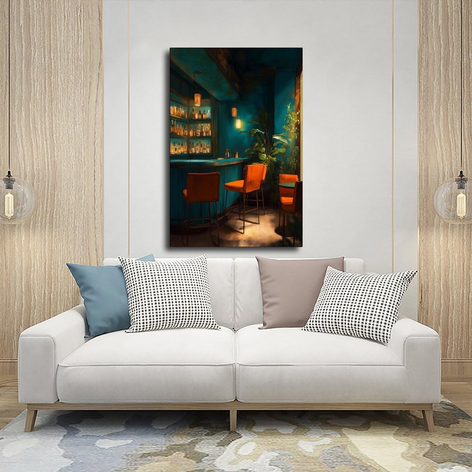Elegante poster da interni per bar, decorazione moderna su tela, decorazione artistica da parete per soggiorno, camera da letto, decorazione 40,6 cm di lunghezza x 61 cm di larghezza