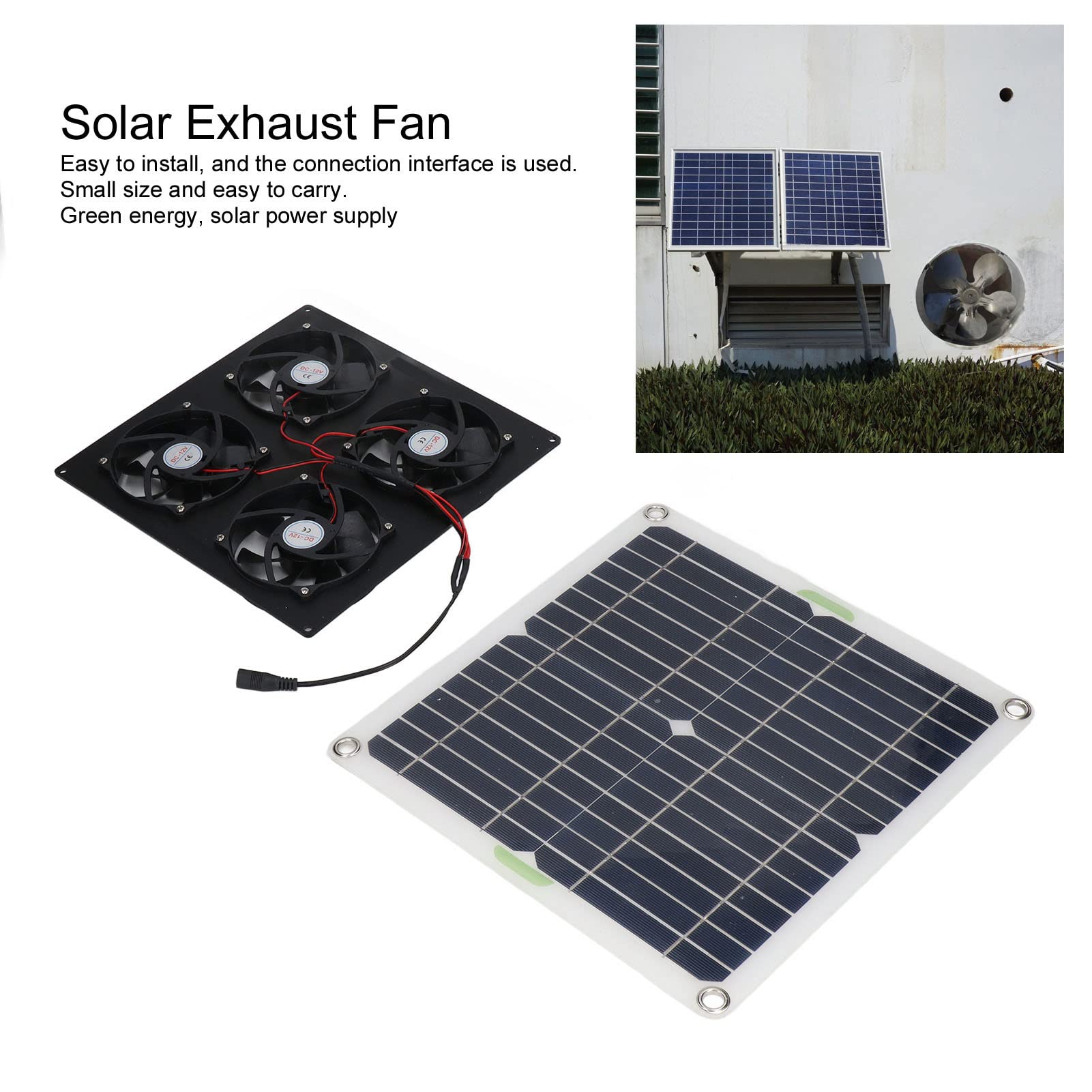 Ventilador solar USB de 5 W con panel solar giratorio de 360 grados para invernadero, gallinero