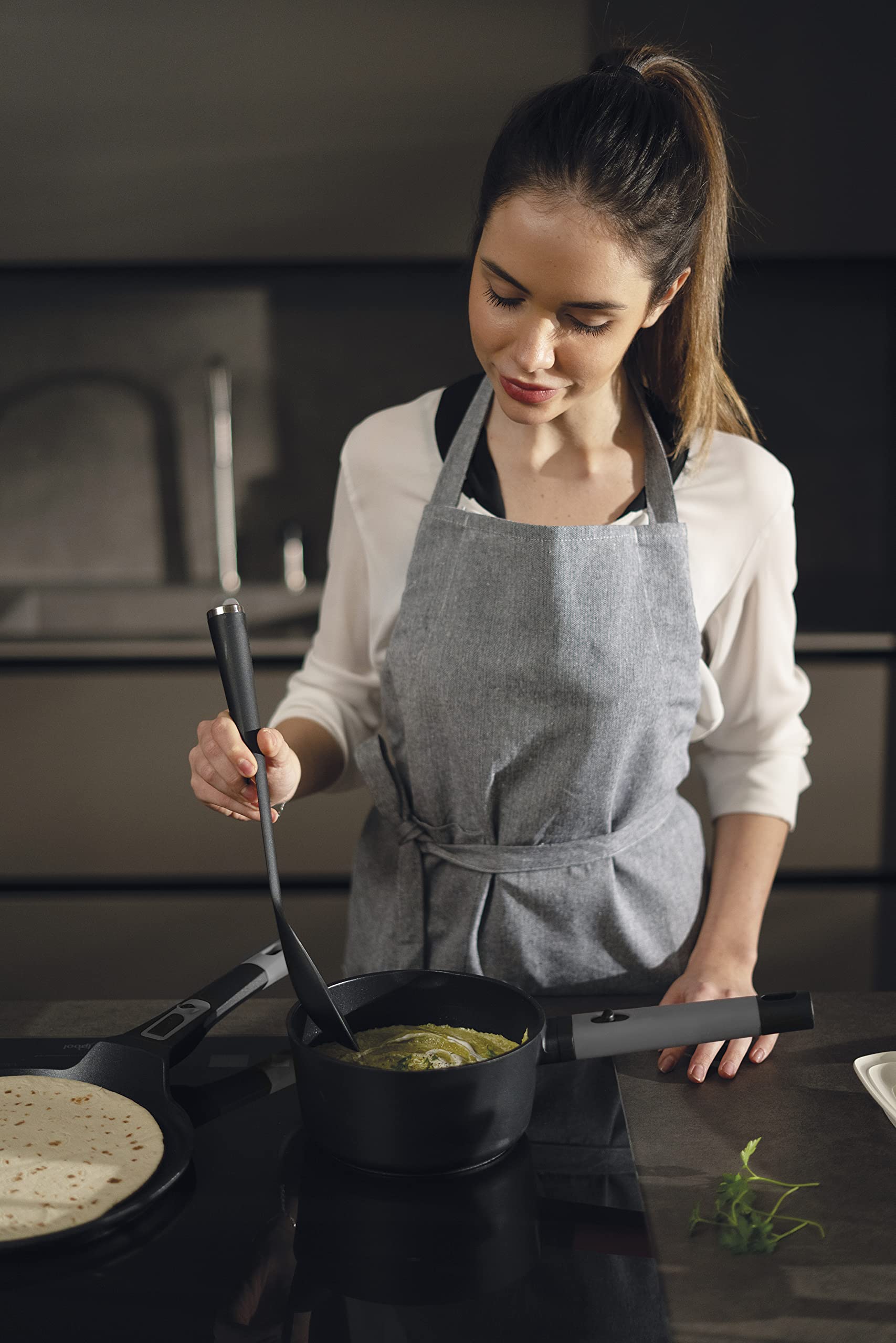 GUZZINI PENTOLA CASSERUOLA ø 18 CM 'COOK&SPACE' ANTRACITE, CUCINA