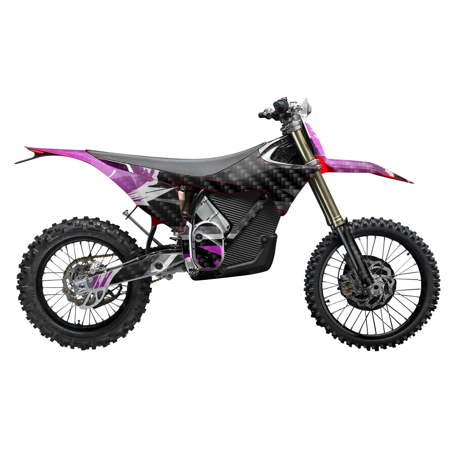 Carbon Fiber Stark Varg MX 2023-2025 Graphics Kit Wrap - Magenta Brush - Varg MX Skin - Premium 3M Vinyl Protective Wrap Decal Cover - Easy to Apply | Crafted in The USA by MightySkins