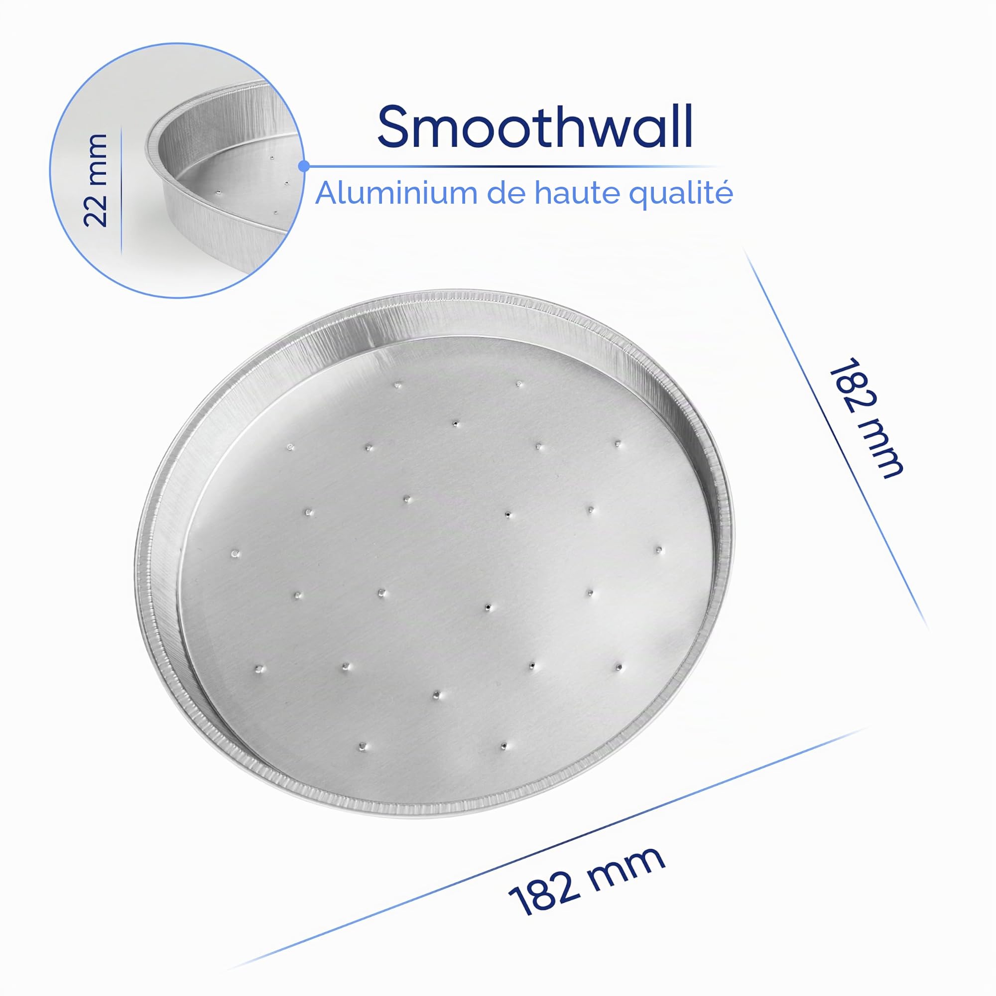 Coppice Moules à Tarte Aluminium Perforés Peu Profonds 18x2 cm - Lot de 50 | Barquettes Jetables pour Cuisson Rôtissage Service Four Micro-ondes Congélateur Recyclables