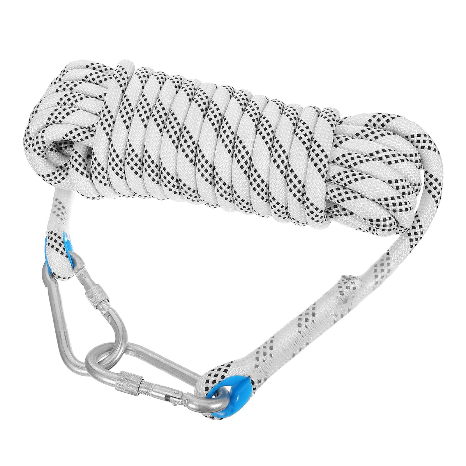 DOITOOL Wetterfeste Outdoor Wäscheleine aus Polyester mit Antirutsch Design 10 Meter lang 12mm Weiß mit Drehverschluss und Karabiner für Indoor und Outdoor Nutzung