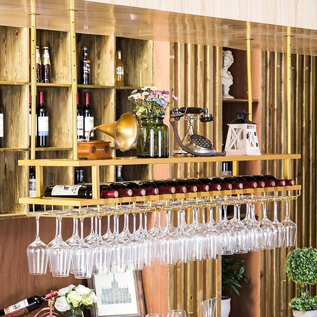 Bottle Wine Shelf Local Wine Rack Hangired Wine Glass Rack Upside Down Home Bar Wine Rack Storage Rack High Storage,Warm As Ever/D/120Cm
