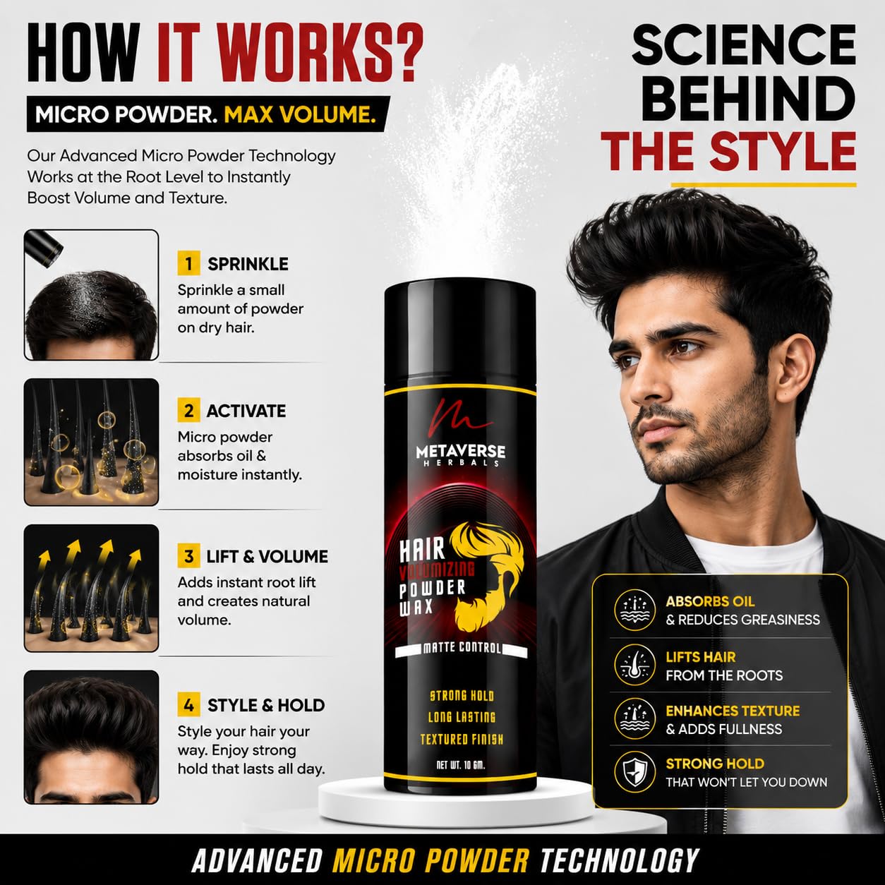 Ultimate Hair Volumizing Powder Wax - All-in-One Volume Powder & Hair Wax for Men & Women | Perfect for Curly Hair, Adds Volume & Texture | Hair Powder for Men, Mousse for Women | Volumizing Magic 3