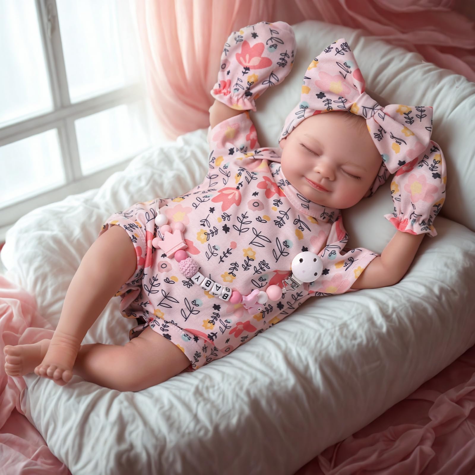 BABESIDE Muñeca Reborn Niña 43cm Realista Vinilo Suave con Accesorios