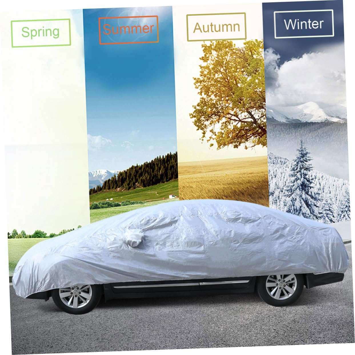 COOLHIYA Outdoor Car Cover Silver Protector for Uv Rain and Snow Fits and Suvs Breathable Design Compact Storage — view 7
