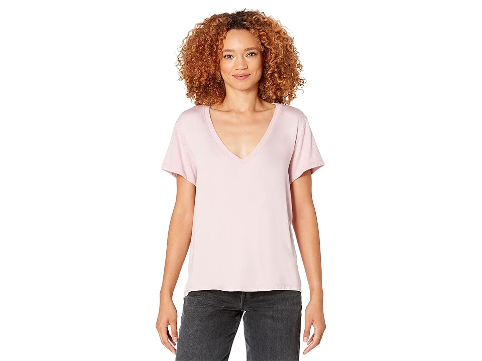 Splendid Oslo Satin V-Neck (Pink Ice) Women's Clothing INTERNATIONAL SHIPPING