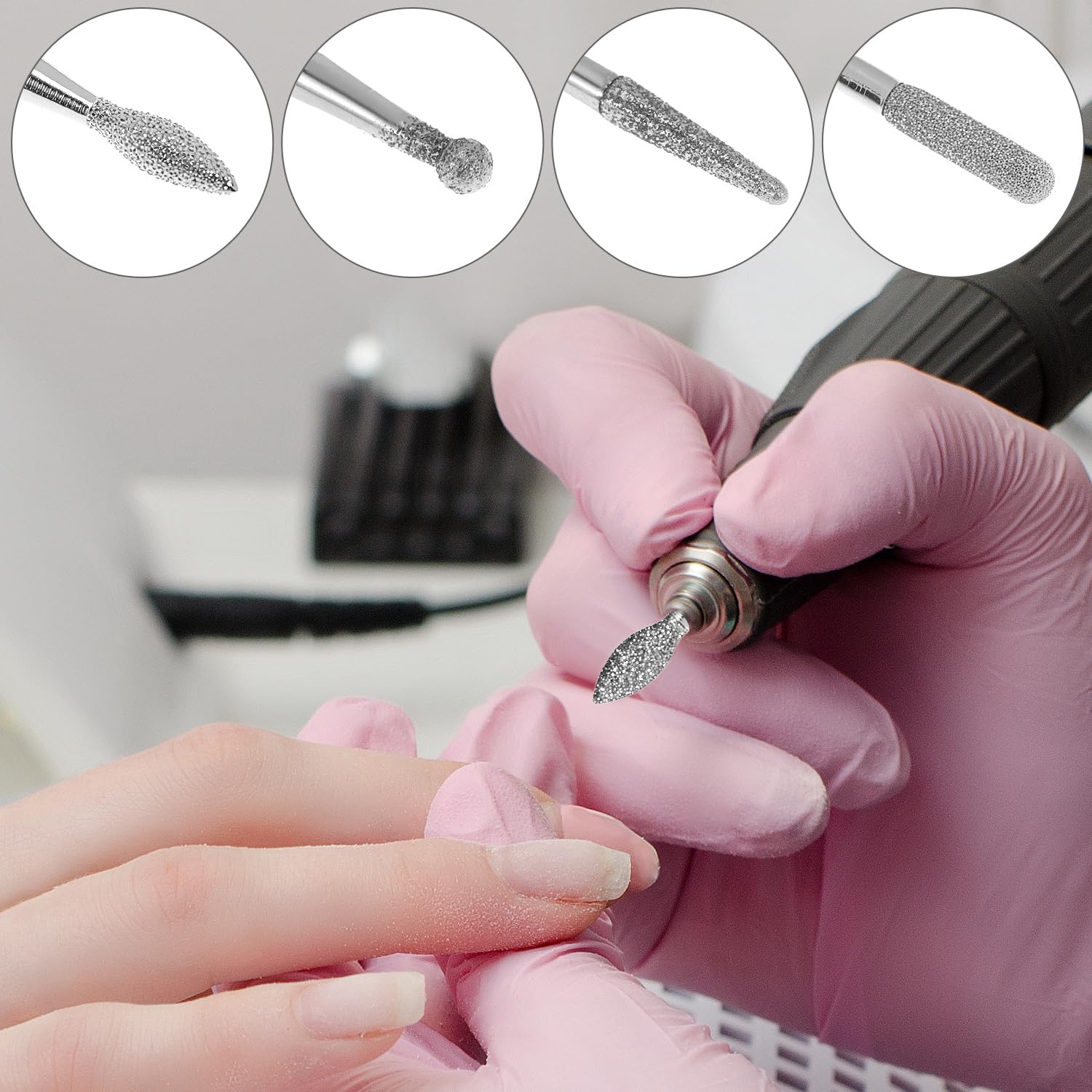 QWORK® 30 Pièces forets à ongles, embout ponceuse ongles, pour ongles en acrylique, en gel et soin des cuticules