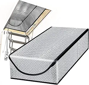 Attic Stairway Insulation Cover - Premium Energy Saving Attic Stairs Door Ladder Insulator Pull Down Tent with Zipper 25 in x 54 in x 11In (Attic Cover)