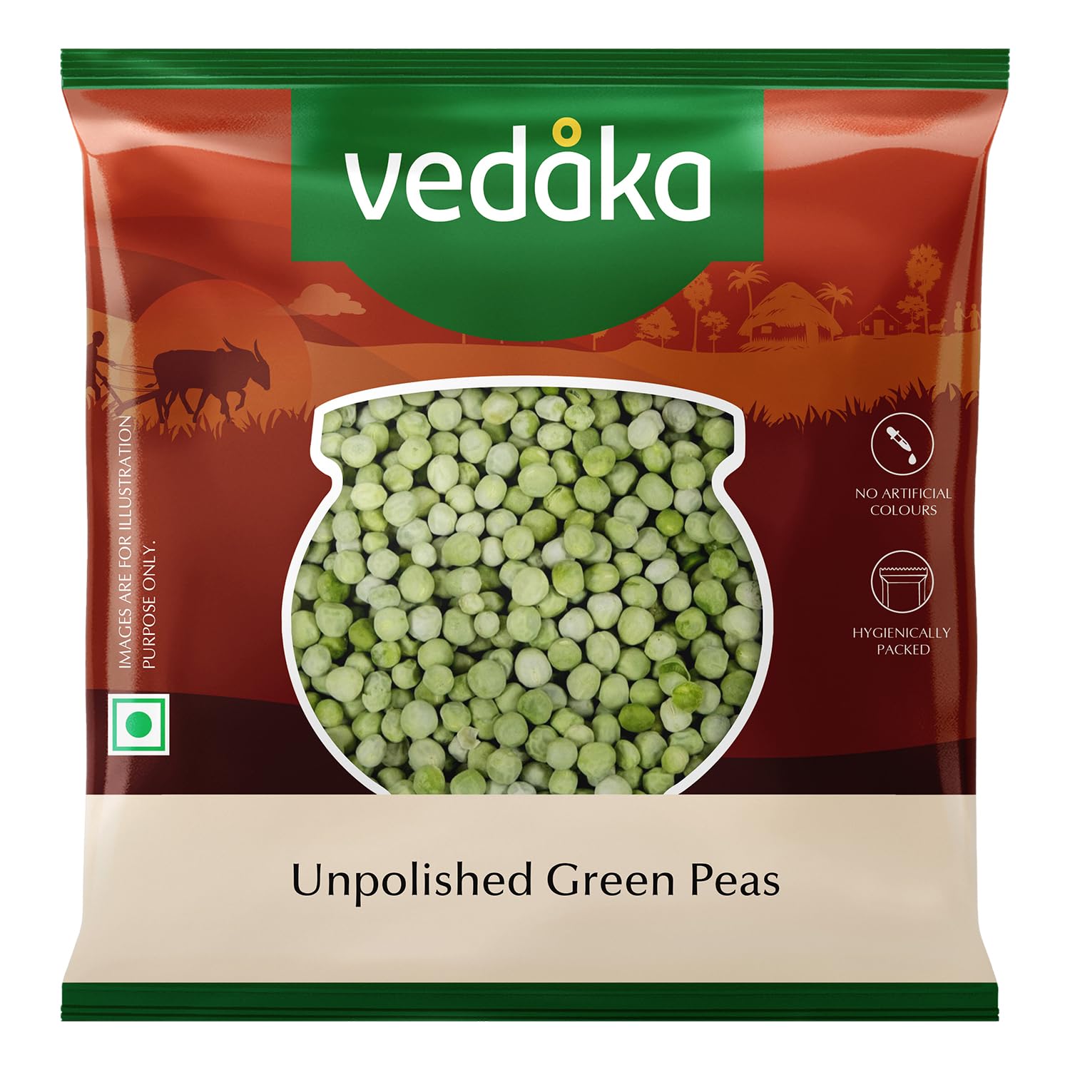 Amazon Brand - Vedaka Unpolished Green Peas | 500 G | Premium Green Peas