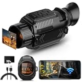 Night Vision Monoculars, 4K Night Vision for Adults with WiFi, Infrared Monocular Inculde Upgrade Macro Lens Attachment, 68MP Image, 28X Digital Zoom 3600mAh Rechargeable Battery Black