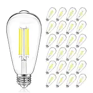 DAYBETTER Vintage LED Edison Bulbs, E26 Led Bulb 60W Equivalent, Dimmable Led Light Bulbs, High Brightness 6W 800 LM Daylight White 5000K, ST58 Antique LED Filament Bulbs, Clear Glass, 24 Pack