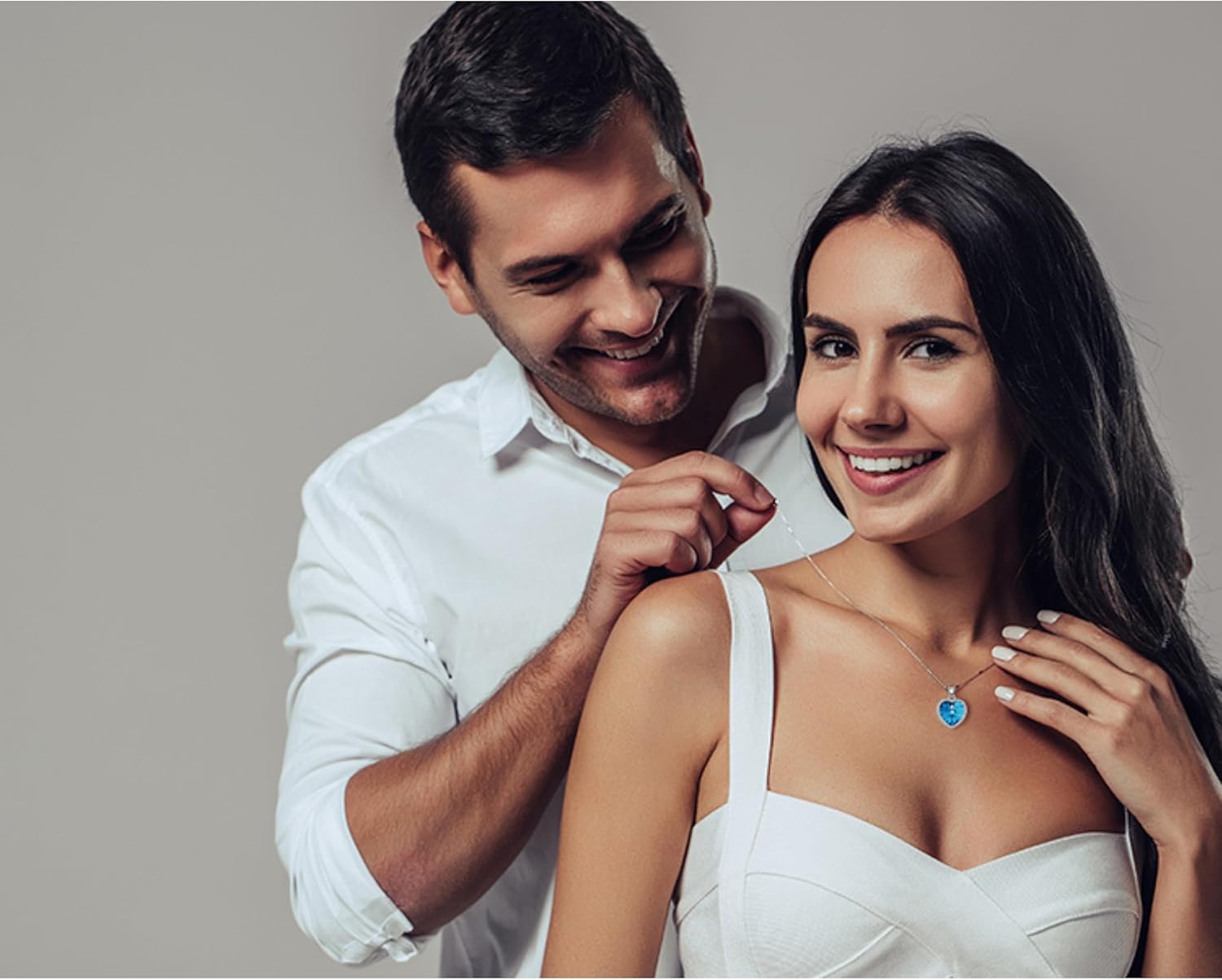 KRUCKEL Shape of Heart Necklace Made with Austrian Crystals - For Anniversary, Birthday, Women Day, Wedding, Valentines Day Gifts for Her - Fashionable Romantic Jewelry - White Gold Plated - Image 6