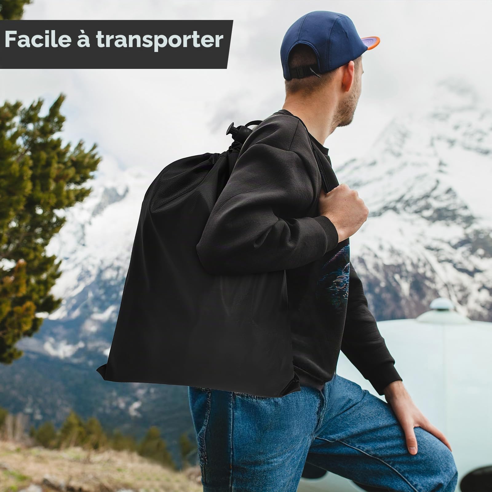 Toilette Portable – 25L Capacité, Supporte Jusqu’à 150KG, WC Portable avec 24 Sacs Jetables, Sac de Transport & Coussin, pour Camping, Randonnée, Camping-Car